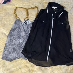 Snakeskin take w bead straps size XS black button up size S